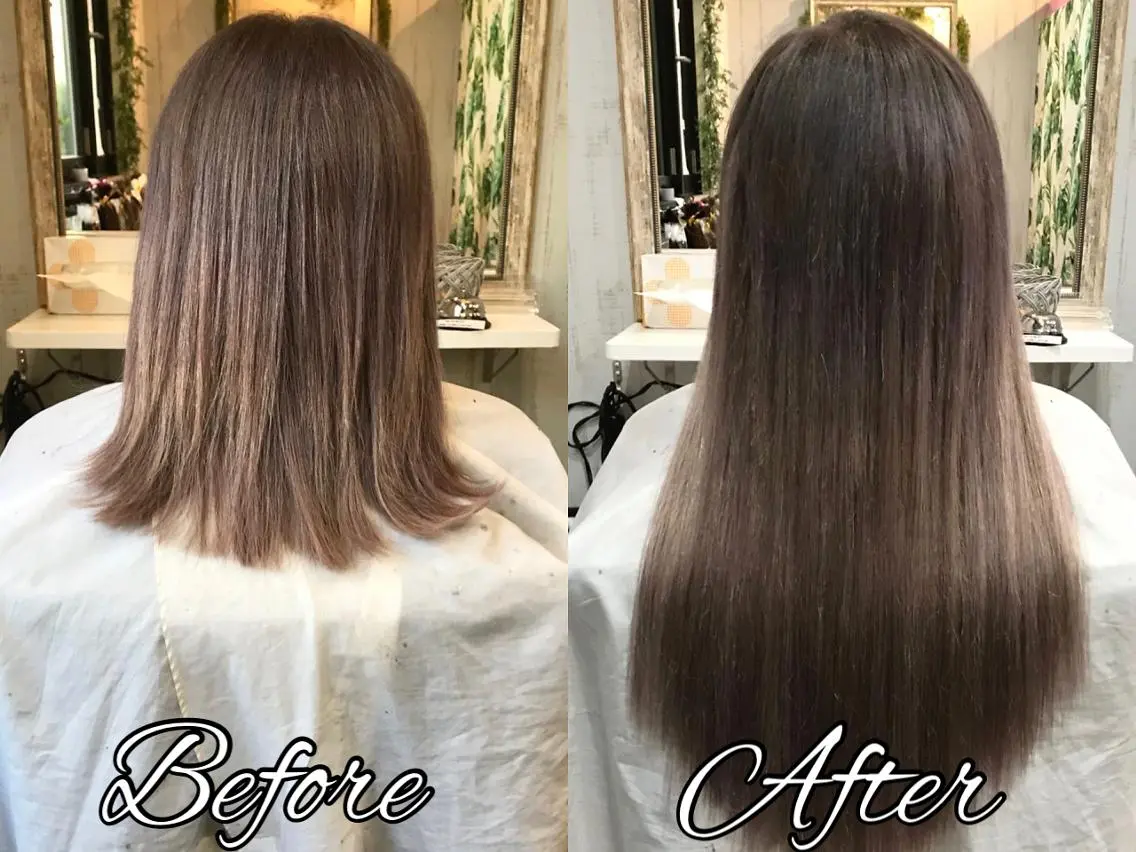 ロング カラー 大阪レミーエクステ チビ編み込みのヘアスタイル