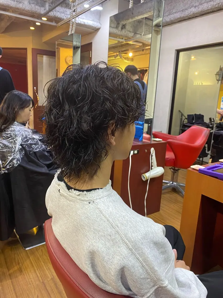 セミロング パーマ メンズ メンズウルフカット ウルフカット メンズ特化 岸本 阪急六甲サロンドロイのヘアスタイル