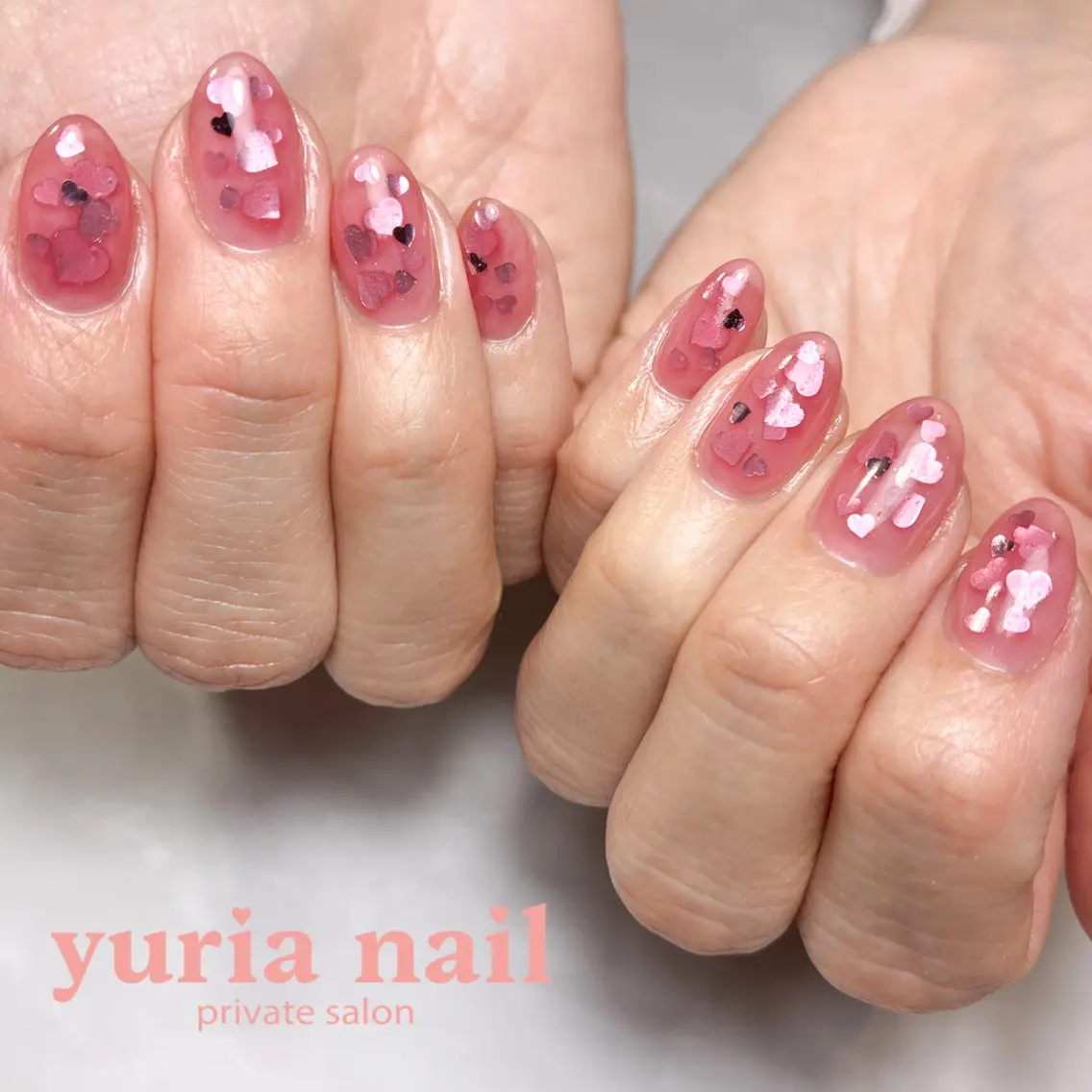 ネイル アートネイル ジェルネイル ハート ピンク ハンドネイル 小林 ゆりあのネイルデザイン