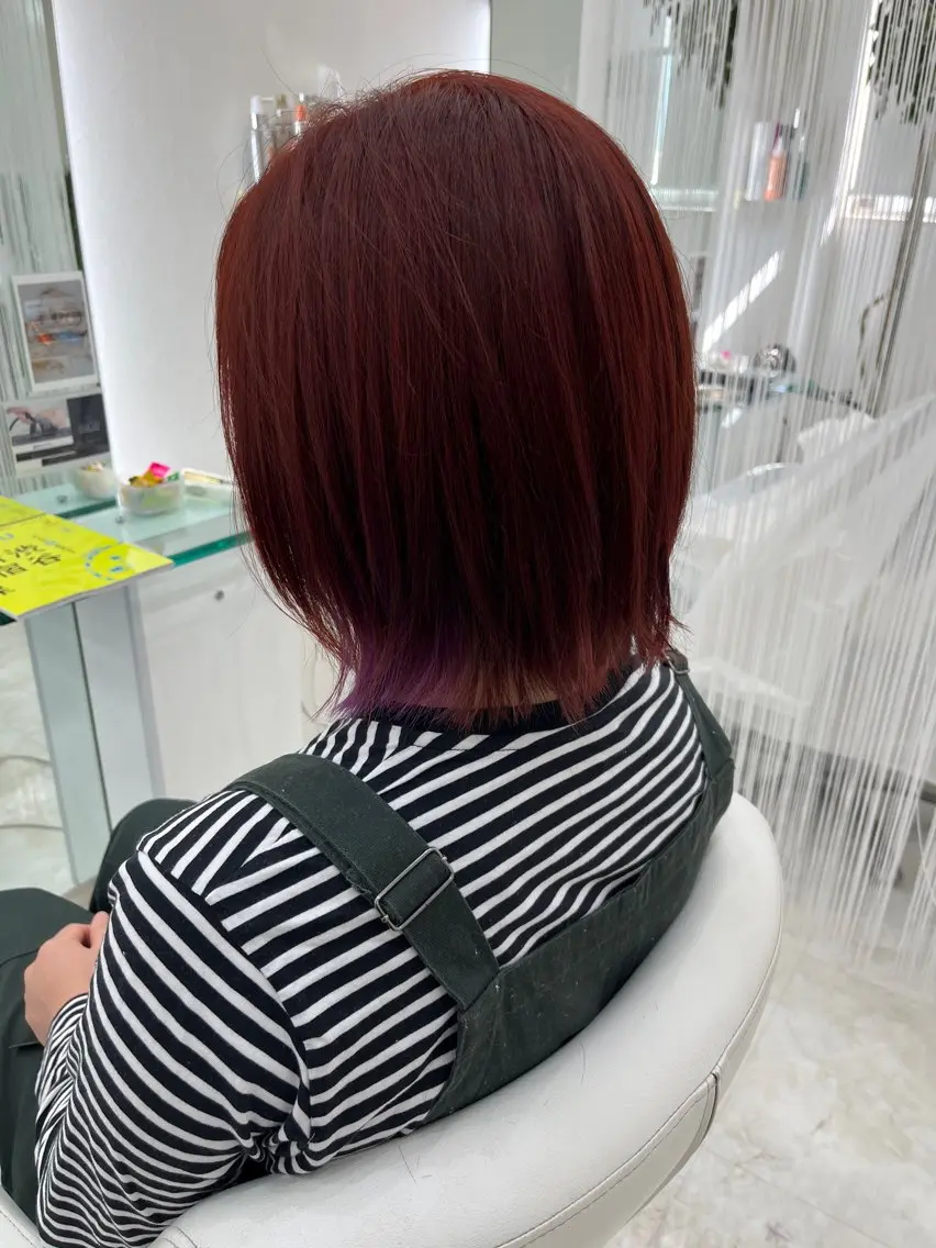 ミディアム カラー ブリーチ バイオレットカラー ヘアカラー 山森 大地のヘアスタイル