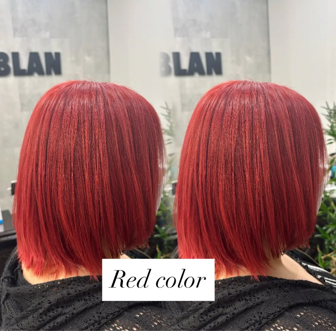 カラー レッドカラー 市毛 結菜のヘアスタイル