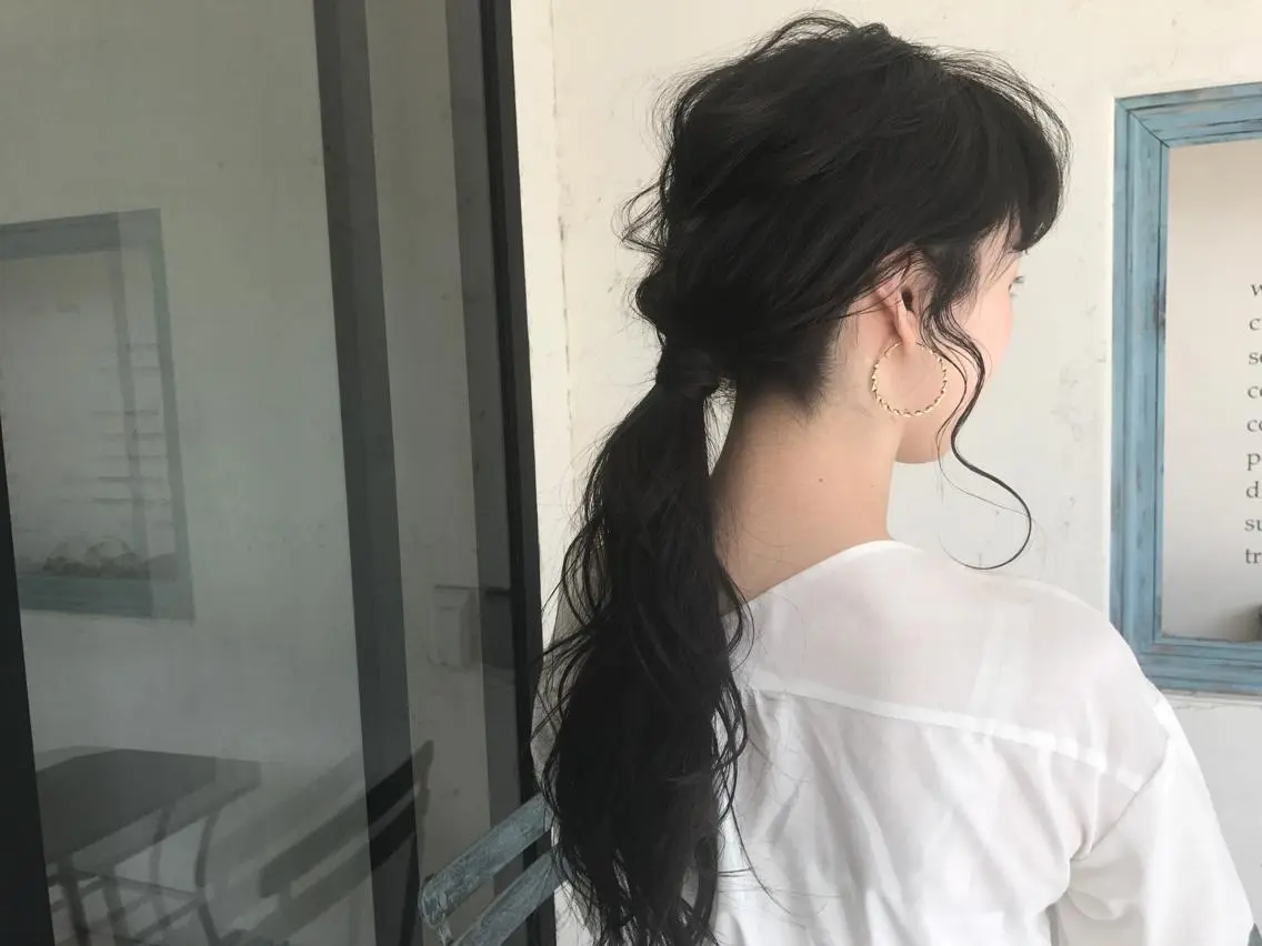 ロング ヘアアレンジ オリーブ透明感カラー 表参道/MIKUのヘアスタイル