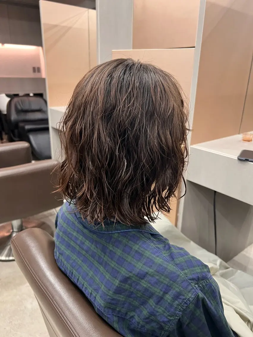 ミディアム パーマ カット パーマ ショートボブ/似合 わせショート/表参道のヘアスタイル