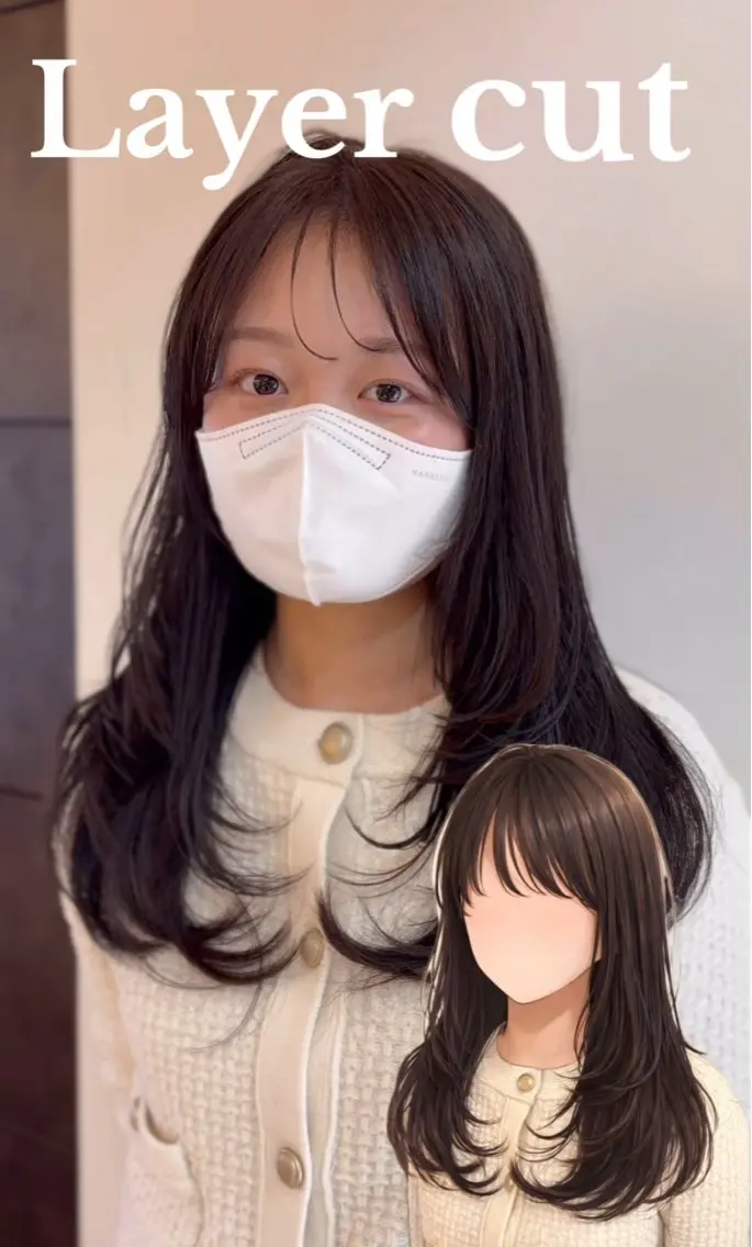 セミロング カラー カット ヘアカラー トリートメント 🤎韓国ヘア ベージュ まゆか🤎のヘアスタイル