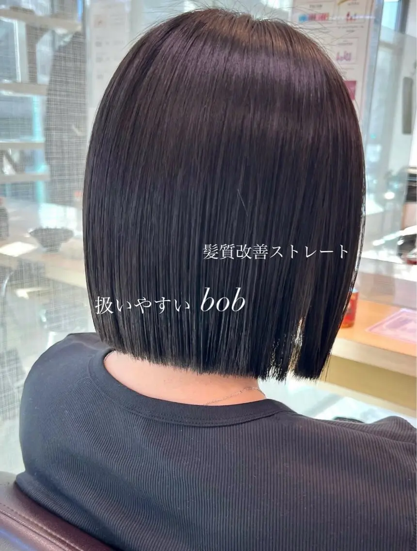 ショート ボブ 髪質改善 カット 縮毛矯正 加納千華 /ボブ/ぱつっとボブのヘアスタイル