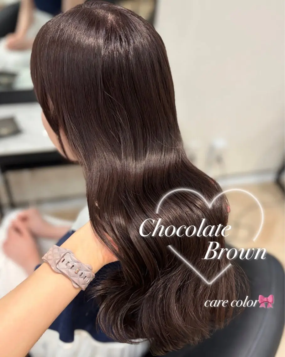 ロング カラー ブラウンカラー チョコレートブラウン カット ヘアカラー トリートメント 𝒎𝒐𝒆🩰 名駅/ヘアメ/暖色♡のヘアスタイル