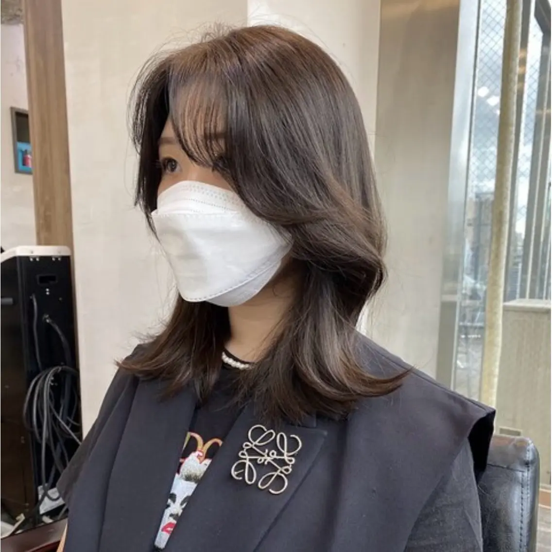 ミディアム 顔まわりレイヤー レイヤーカット カット ヘアカラー トリートメント 🥣 hashi 🛋️のヘアスタイル