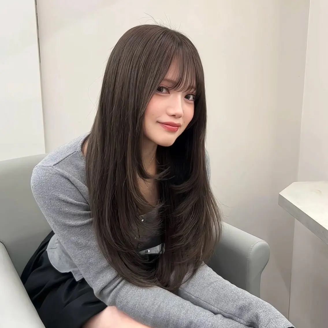 ロング カラー ヘアアレンジ ヘアカラー トリートメント ヘアセット 韓国ヘア/レイヤー/ 🩶ツブラ🩶のヘアスタイル