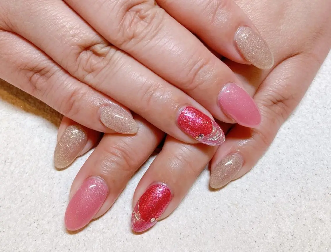 ネイル オーロラネイル フレンチネイル ミラーネイル シンプルネイル RiZ nail salonのネイルデザイン