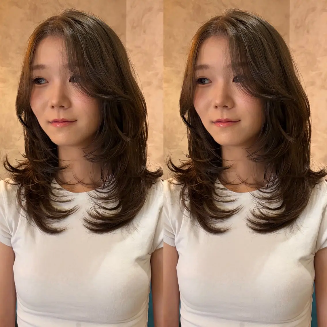 セミロング カラー カット ヘアカラー トリートメント 🍒ハイレイヤー🍒 海外ヘア🍒Momoのヘアスタイル
