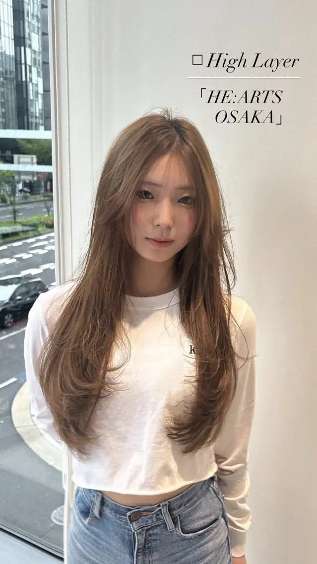 ロング カット ヘアカラー 盛れるレイヤー 🎀🇰🇷カナヤのヘアスタイル