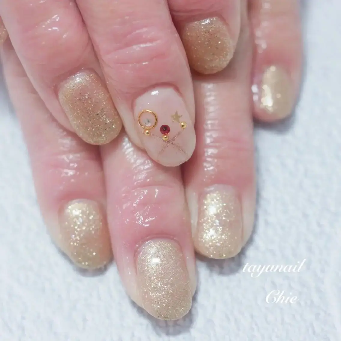ネイル アートネイル ブルー ジェルネイル キラキラネイル ラメ(グリッター) ネイルサロン 【たゆnail】のネイルデザイン