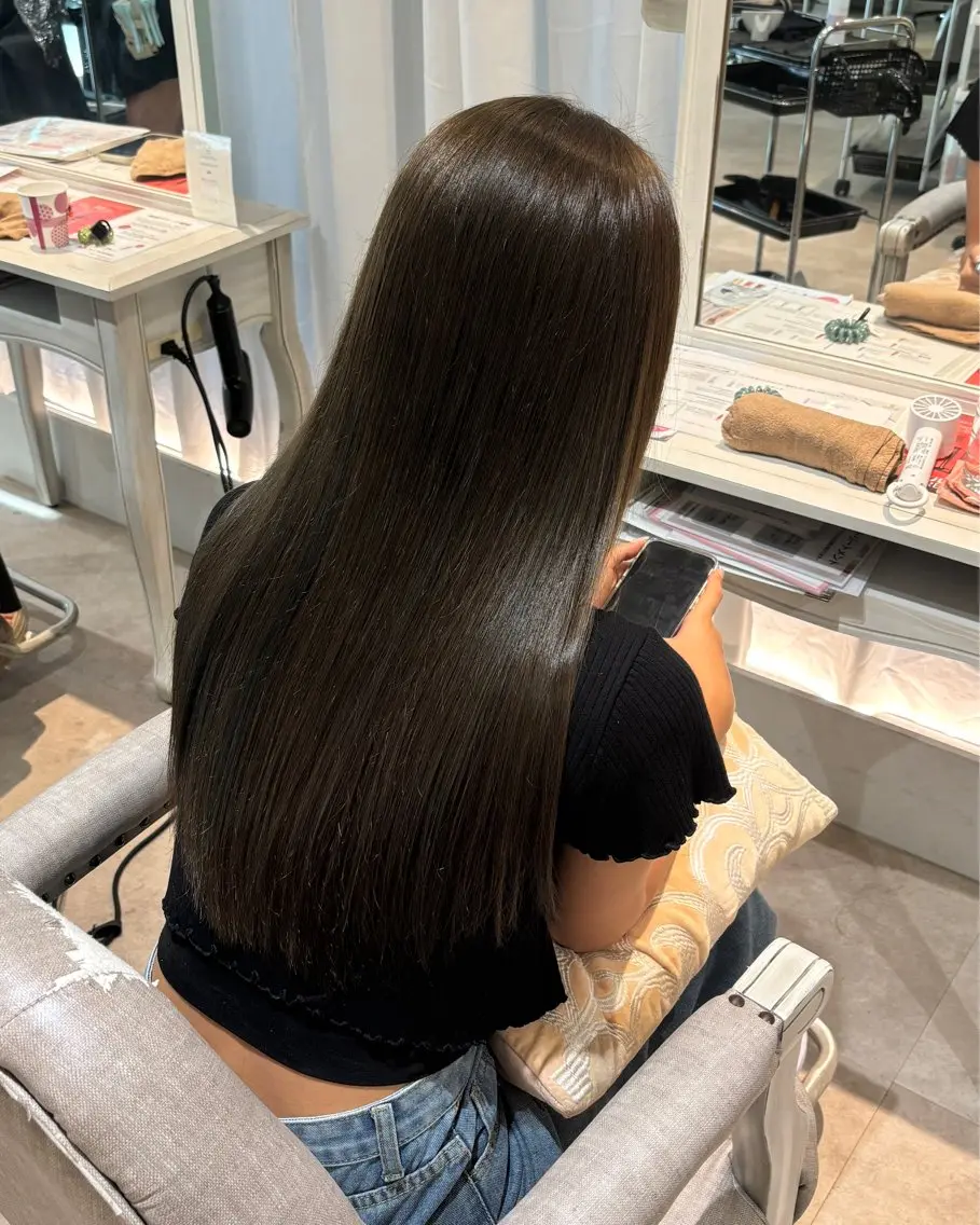 ロング カラー ベージュカラー ハイライトカラー オリーブベージュ ハイライト CreBiA🎀 ayaのマツエク・マツパデザイン