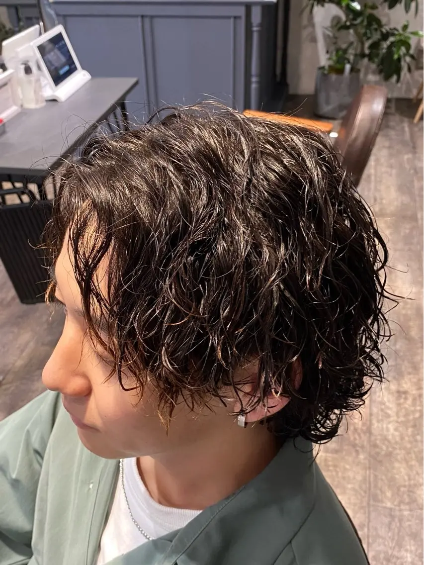 ショート パーマ メンズ カット パーマ 大阪/メンズパーマ /海外風/江﨑翔のヘアスタイル