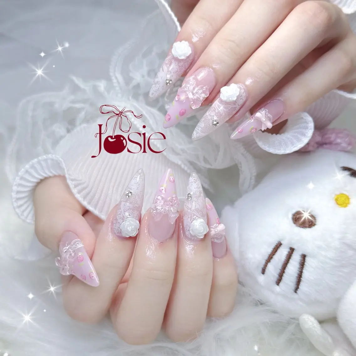 ネイル 長さ出し キラキラネイル 韓国ネイル ロングネイル ワンホンネイル ハンドネイル Josie nail salonのネイルデザイン