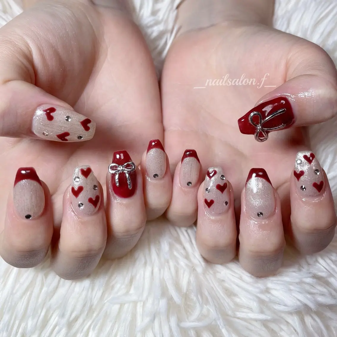 ネイル バレンタイン ハンドネイル Nailsalon Fのネイルデザイン