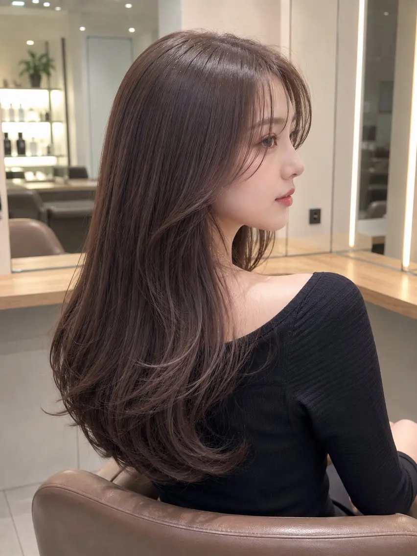 ロング 髪質改善 韓国風ヘア ロング トリートメント ヘアカラー トリートメント 韓国風特化 池田一之のヘアスタイル