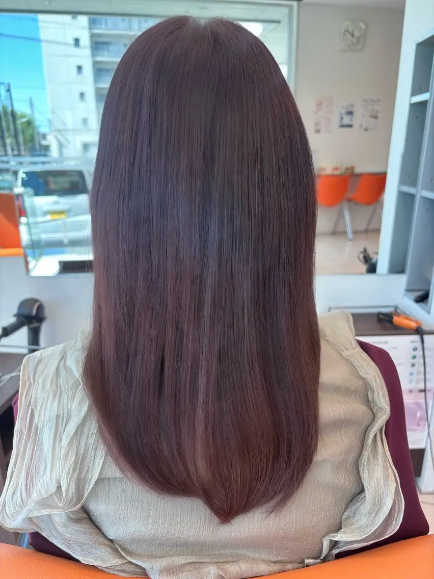 セミロング カラー ブラウンカラー ピンクカラー ピンクブラウン ヘアカラー 米本 実桜のヘアスタイル