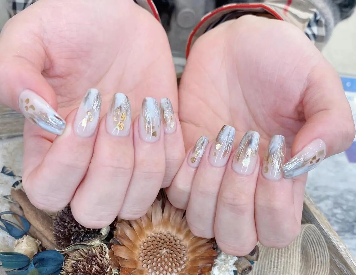 ネイル ラメ(グリッター) シルバー Babarla nailのネイルデザイン