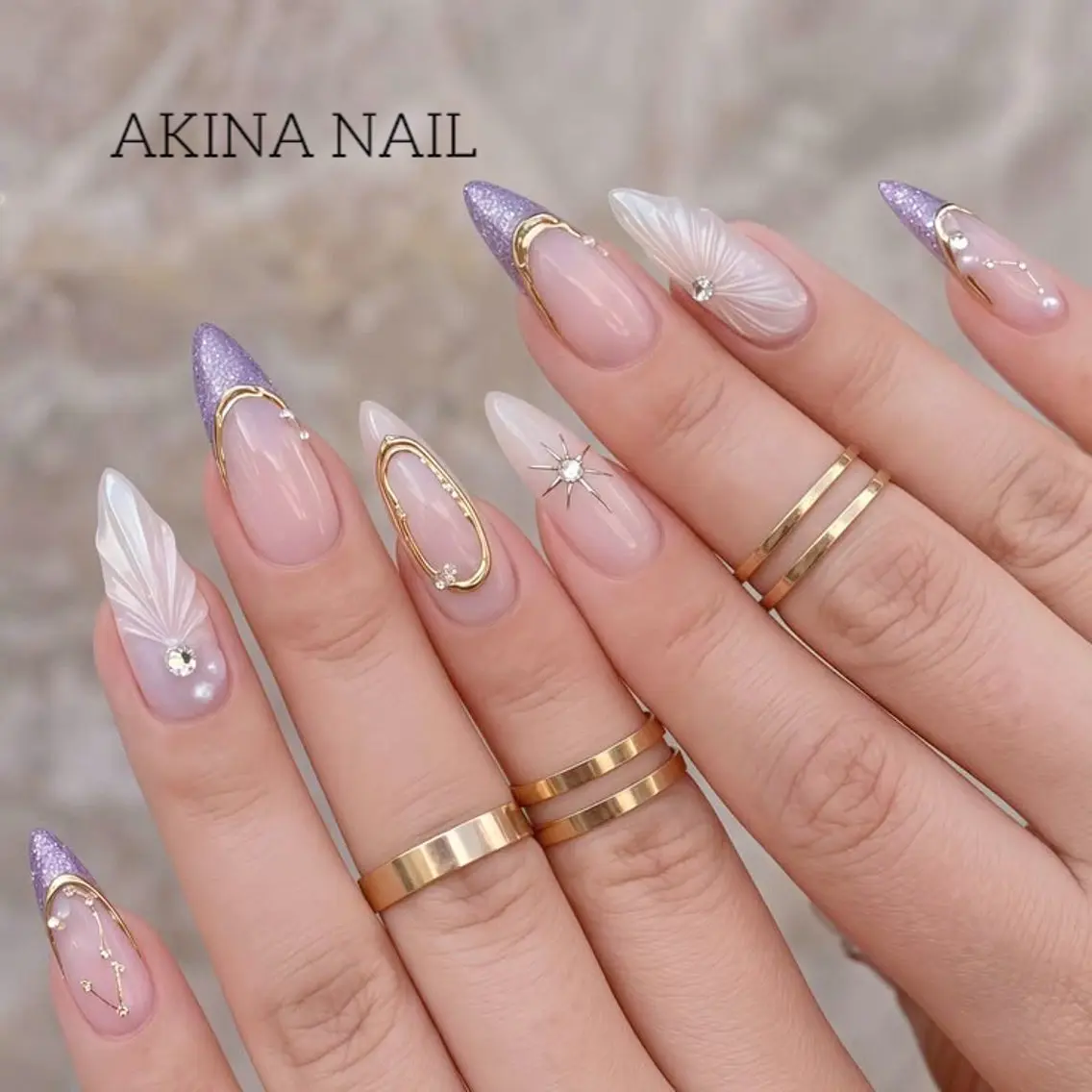 セミロング ハンドネイル Akina Nail 亀戸のネイルデザイン
