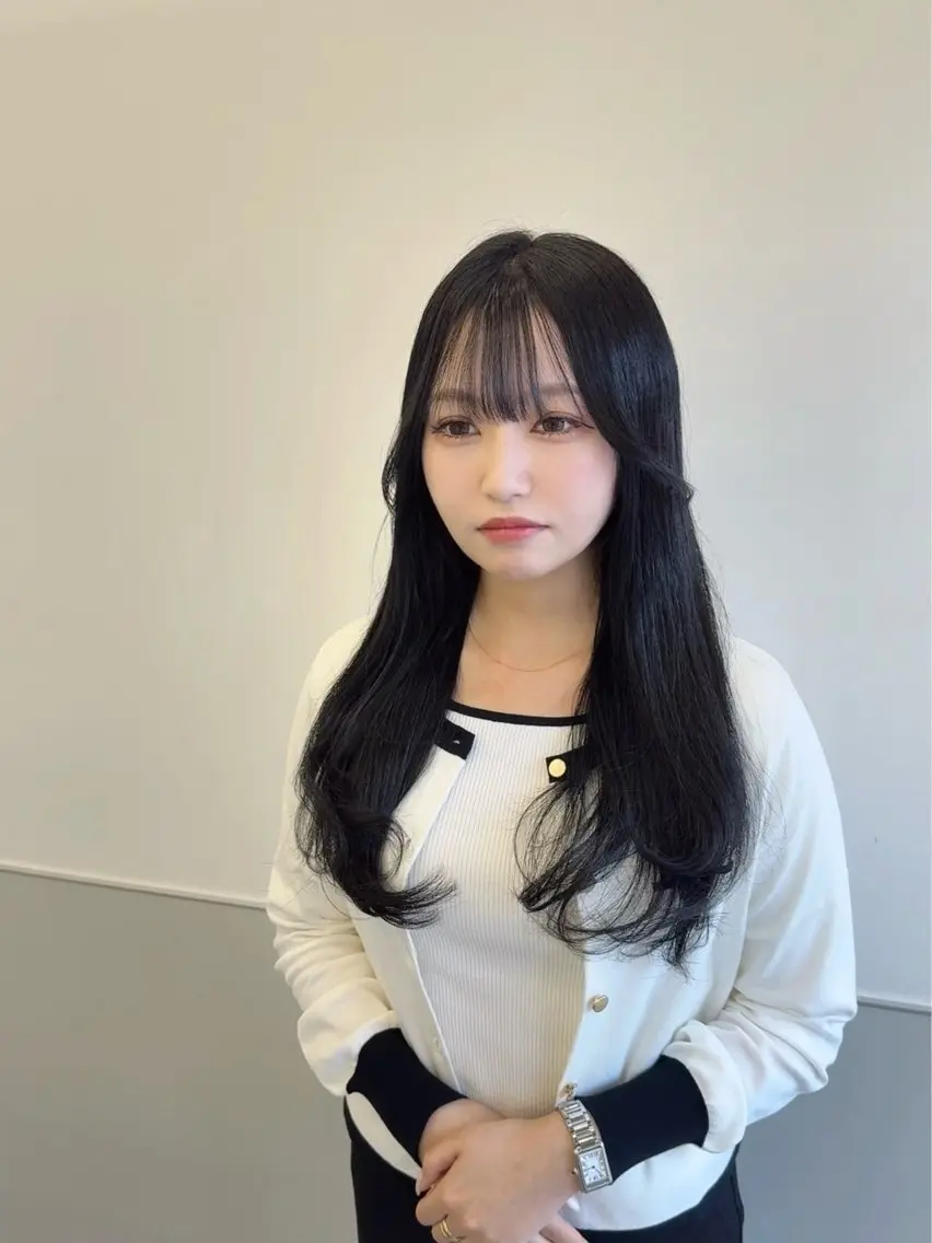 ロング カラー 黒髪 カット ヘアカラー 縮毛矯正 トリートメント 韓国ヘア🇰🇷 スズキのヘアスタイル