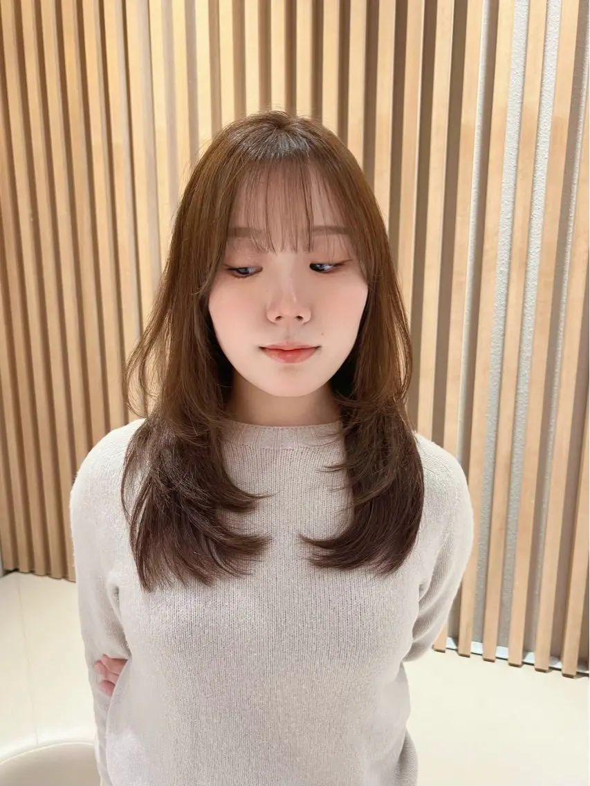 ロング カラー カット ヘアカラー トリートメント 興津/韓国レイヤー ダブルカラー美髪縮毛のヘアスタイル