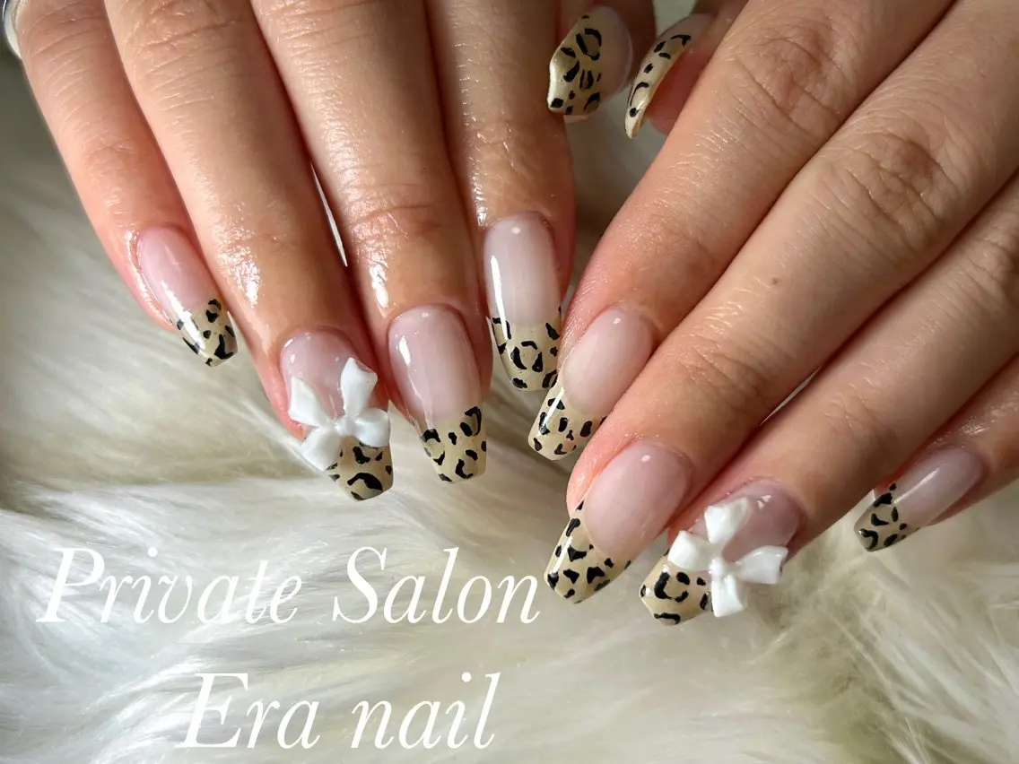 ネイル アニマル柄 フレンチネイル Era nailのネイルデザイン