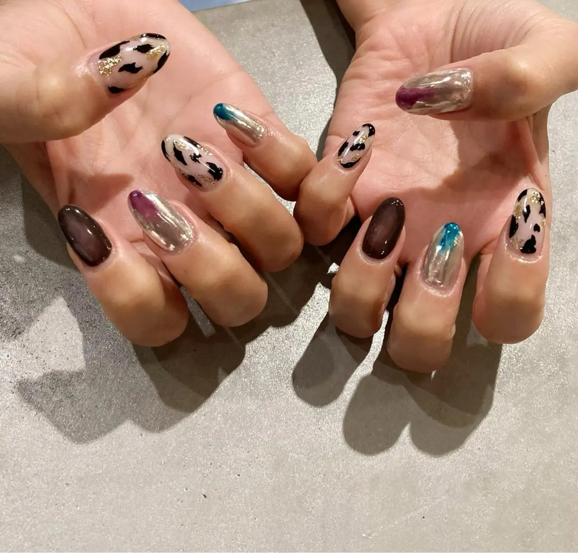 ネイル アートネイル 長さ出し ジェルネイル マットネイル ミラーネイル ハンドネイル nail salon Soeurのネイルデザイン