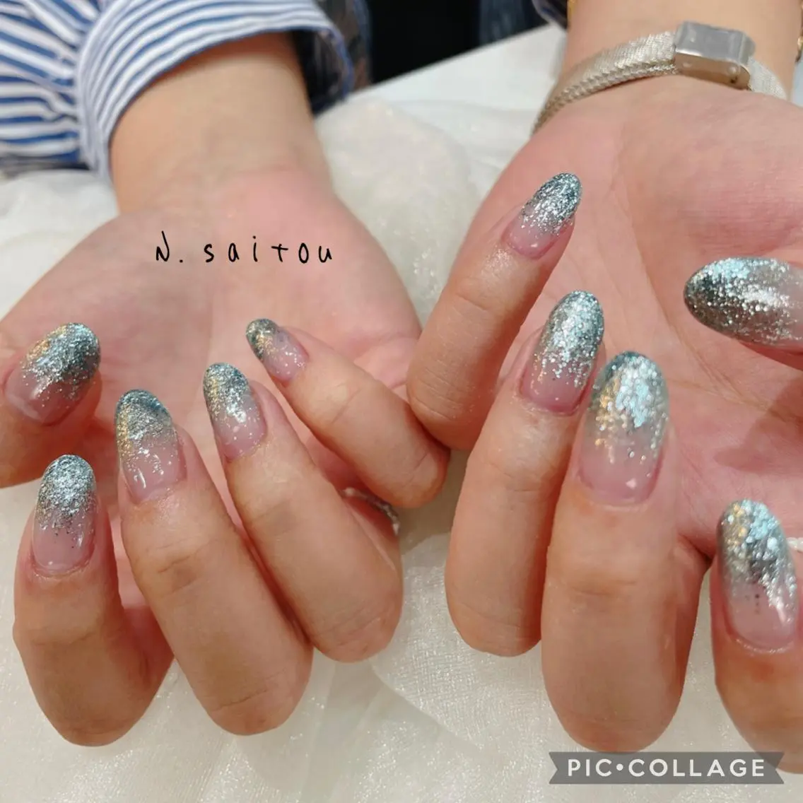 ネイル ラメ(グリッター) ラメグラデーション n. SAITOUのネイルデザイン