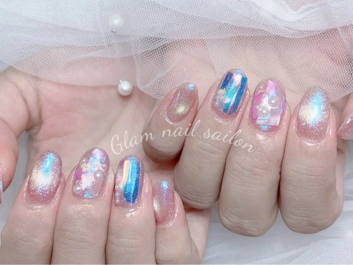 ネイル エツメ💅 長さ出し🎀デザインのネイルデザイン