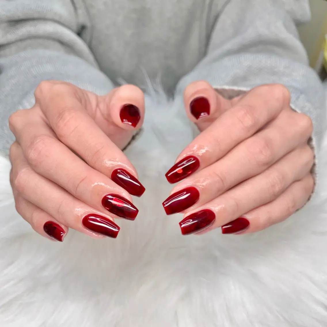 ネイル ジェルネイル 持ち込み ワンカラーネイル スカルプネイル xinh nailsのネイルデザイン