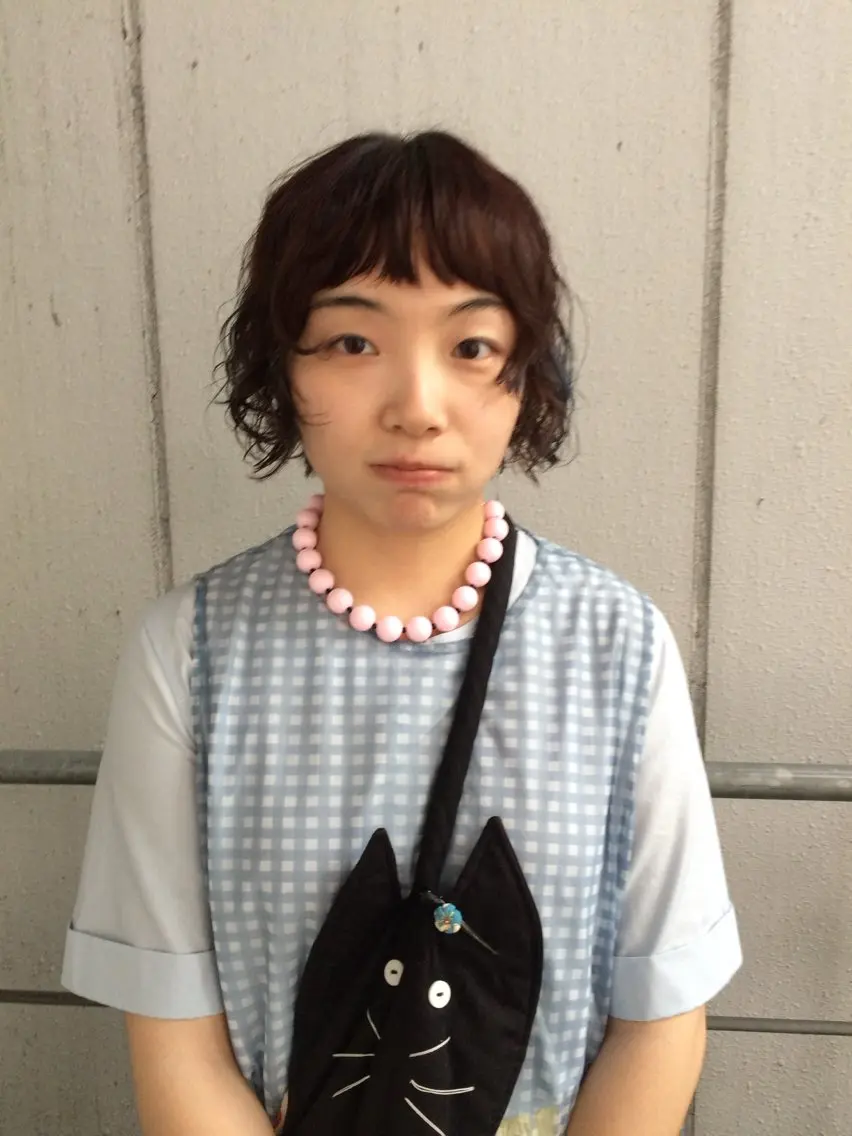 ショート パーマ 顔周りカット レイヤーカット カット パーマ 杏華レイヤー/ パーマ/ハイトーンのヘアスタイル