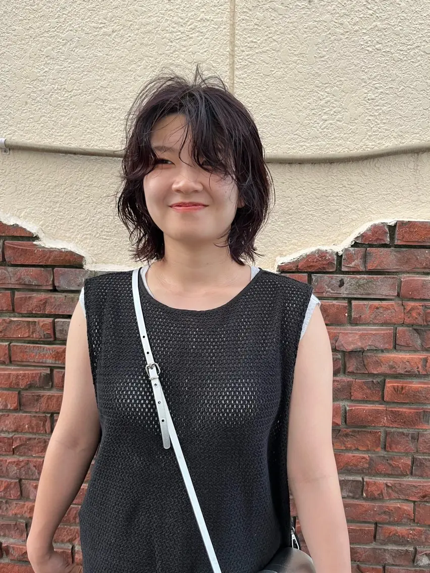 ミディアム カラー パーマ ミディアムパーマ メンズハイトーン/栄 /イトウタケルのヘアスタイル