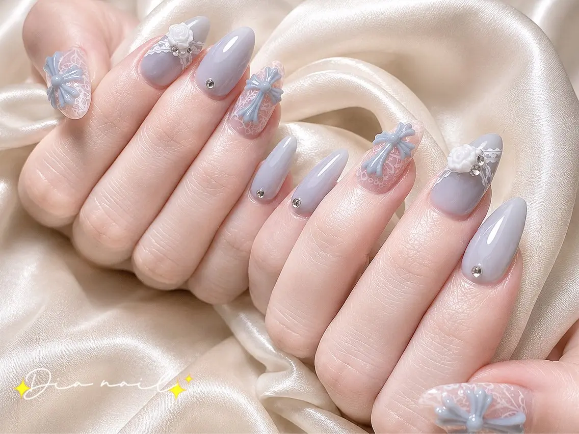 ネイル フットネイル 韓国ネイル レース マグネットネイル ニュアンスネイル ハンドネイル Dia nail サロンのネイルデザイン