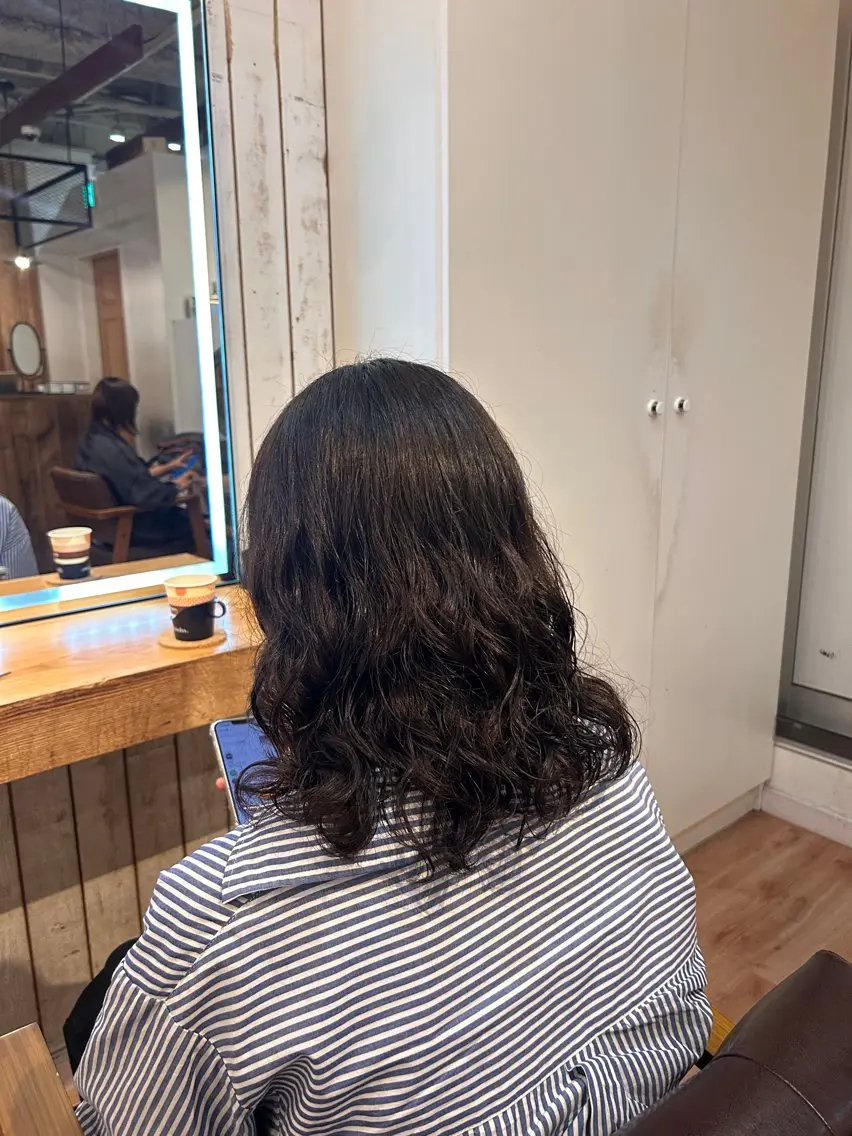 ミディアム パーマ パーマ little福岡 KAWAIのヘアスタイル
