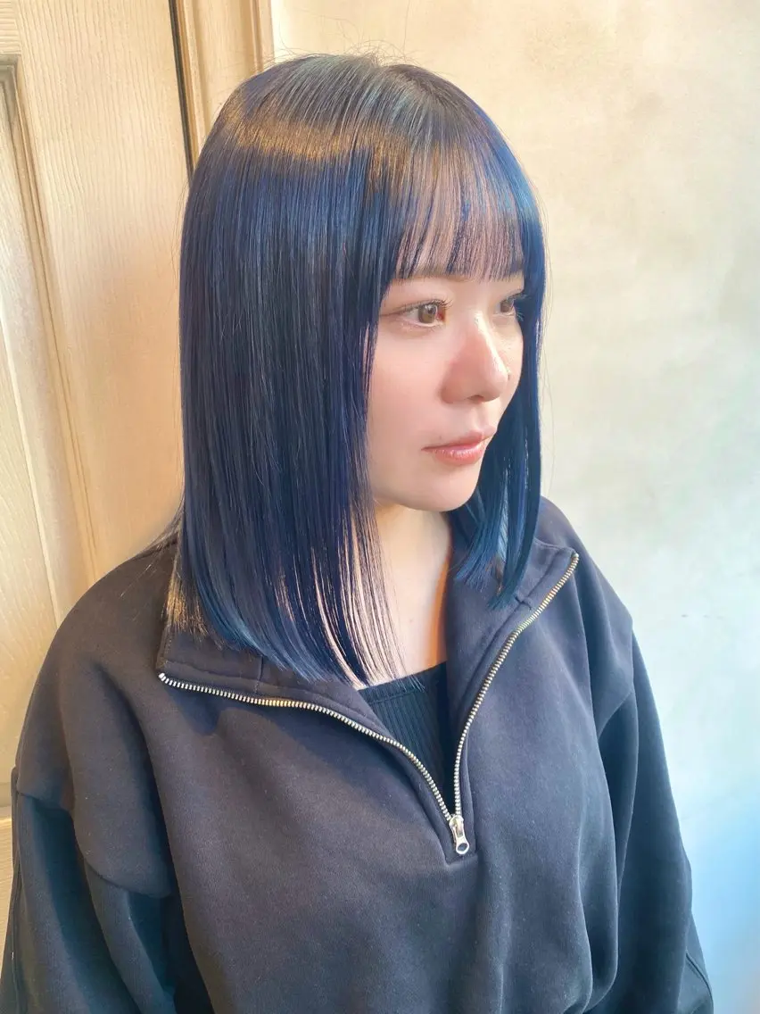 ミディアム カラー ネイビーカラー ヘアカラー 【🉐学割】応援📣 ミニモ限定🤩千 田のヘアスタイル