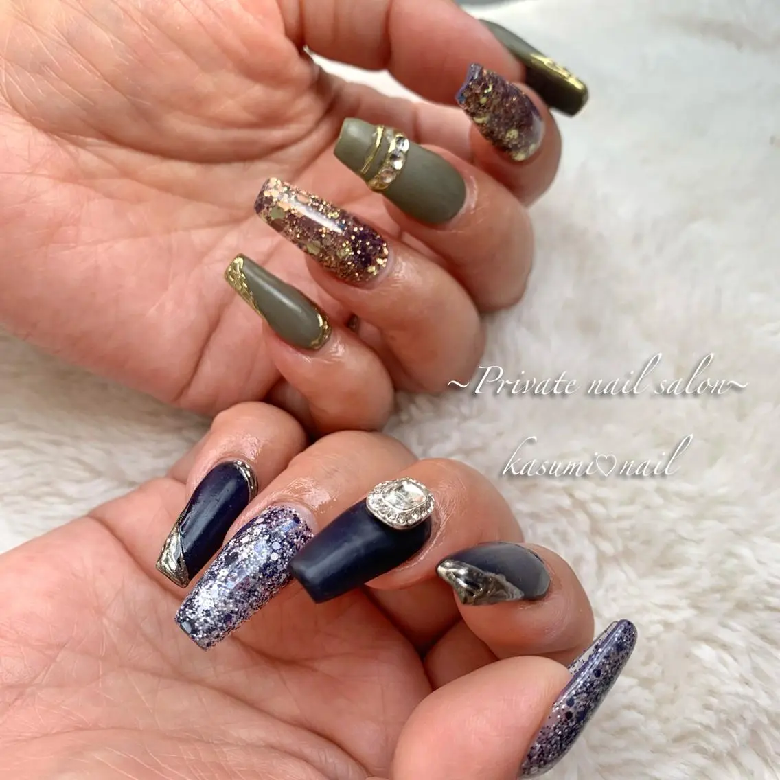 ネイル アートネイル ラメ(グリッター) マグネットネイル ミラーネイル 持ち込み KASUMI♡ Nailのネイルデザイン