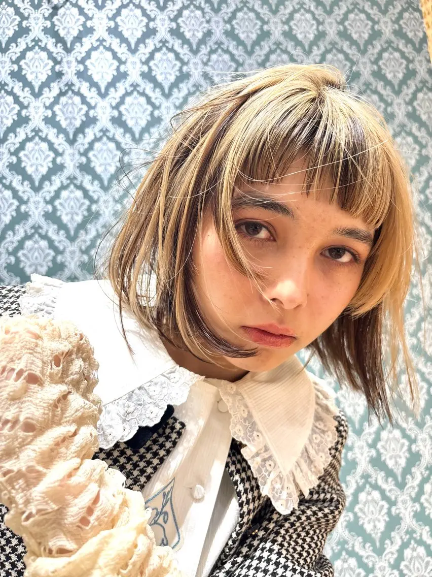 ショート カラー ハイライトカラー/ 艶カラー/ 徳川のヘアスタイル