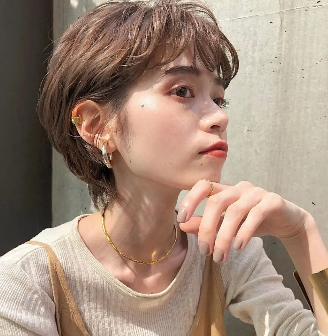 ショート カラー ボブ♡柔らかいカラー 實松栞理のヘアスタイル