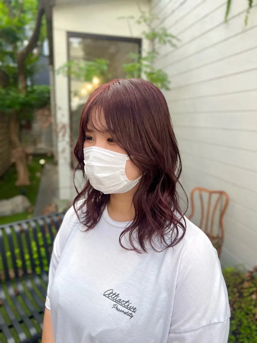 ミディアム カラー ヘアカラー ミディアムレイヤー/ 艶カラー🎀　emiのヘアスタイル