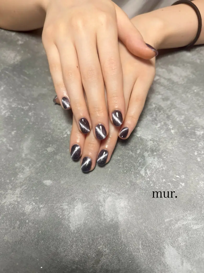 ネイル キラキラネイル マグネットネイル ワンカラーネイル mur. harukaのネイルデザイン