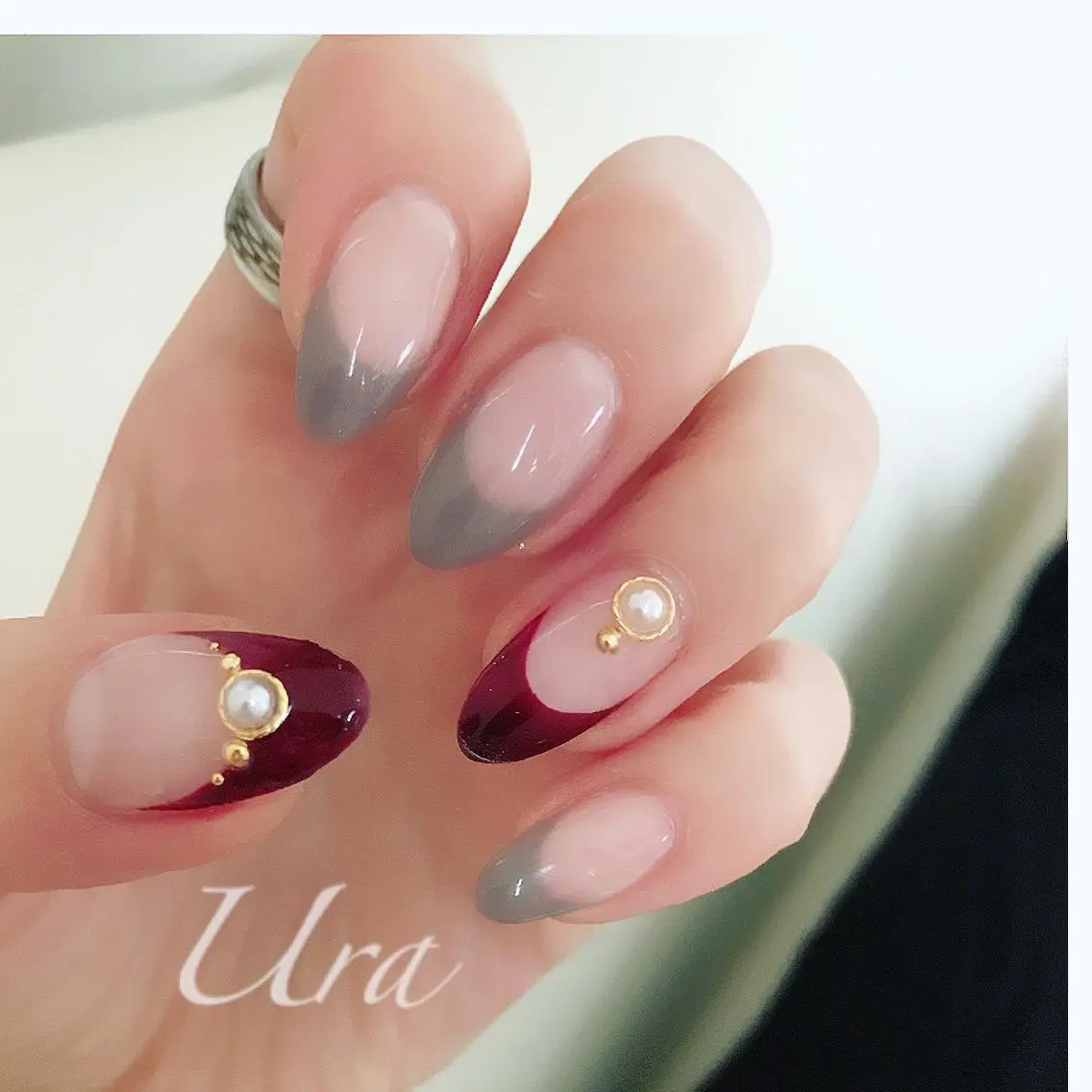 ネイル ボルドー フレンチネイル UrakoNail 《nail》のネイルデザイン