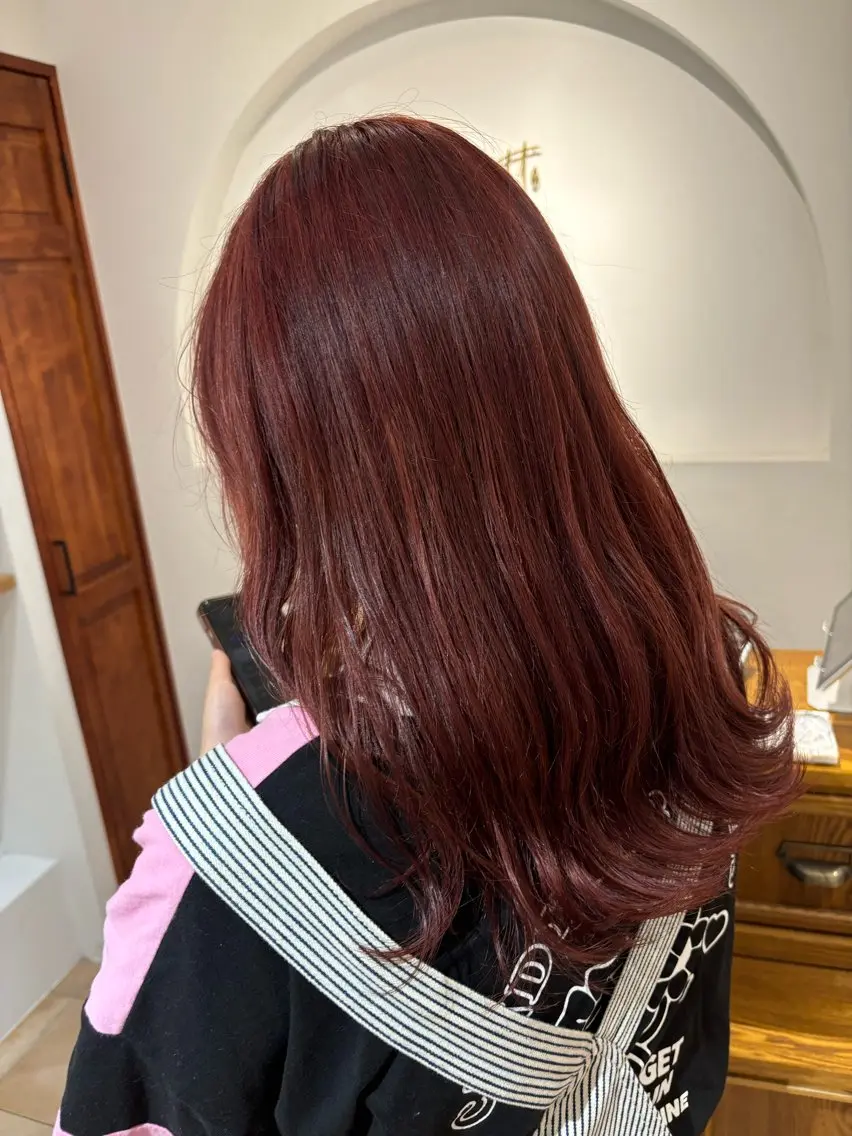 ミディアム カラー ダブルカラー レッドカラー ヘアカラー 🌈透明感カラー🌈 🌟吉田祐介🌟のヘアスタイル