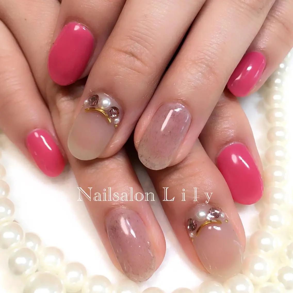 ネイル ピンク Lily*nail 🌻Mii🌻のネイルデザイン