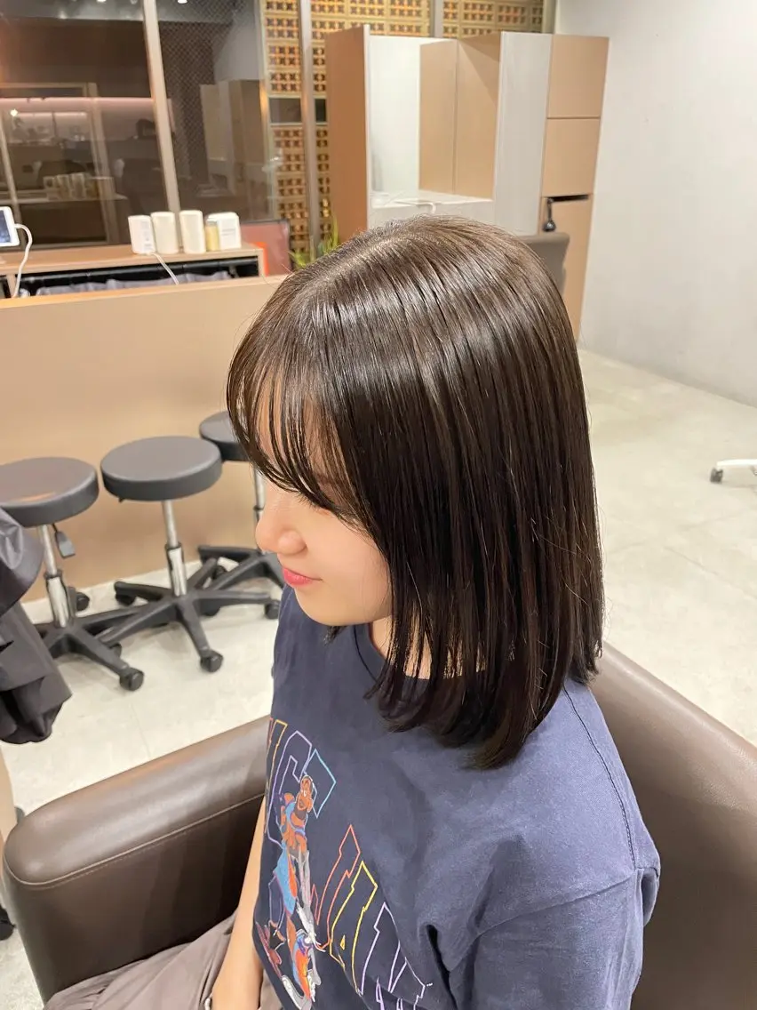 ミディアム カラー パーマ カット ヘアカラー トリートメント 表参道🌿赤み消し カラー/チナツのヘアスタイル