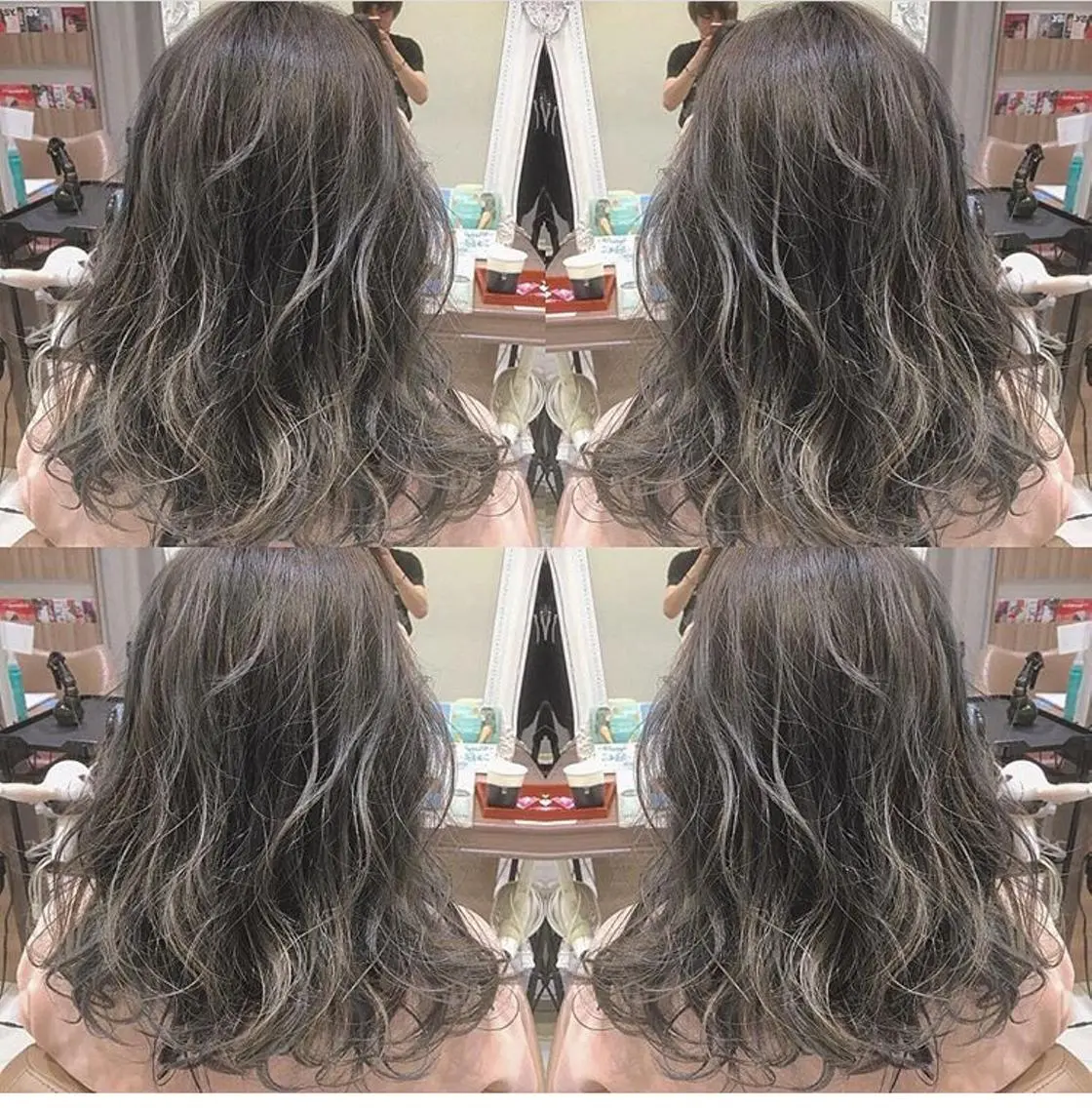 セミロング カラー ヘアアレンジ 白髪ぼかしハイライト 茗荷谷駅徒歩2分のヘアスタイル