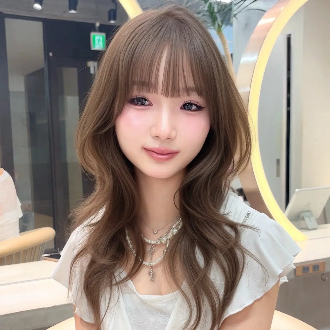 セミロング カラー ベージュカラー ブリーチ ブラウンカラー ダブルカラー ヘーゼル カット ヘアカラー トリートメント 🎀𝑆𝐴𝑅𝐴 /レイヤーカット🎀のヘアスタイル