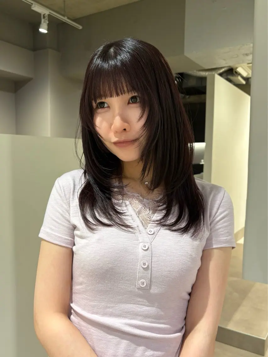 セミロング カラー ブラウンカラー ピンクカラー ピンクブラウン レイヤーカット カット ヘアカラー トリートメント 艶カラー/レイヤー /atsumi🪷のヘアスタイル