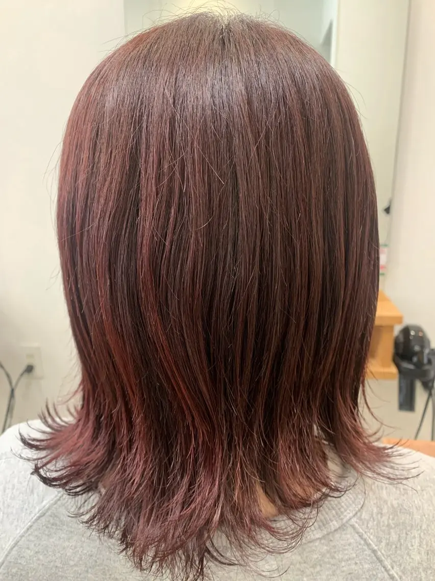 ミディアム カラー レッドカラー S-TAGE Anna.Hのヘアスタイル