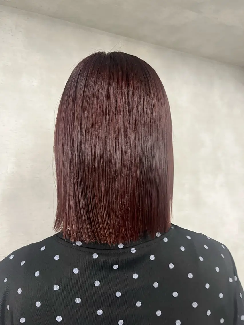 ミディアム カラー レッドカラー anon Loemのヘアスタイル